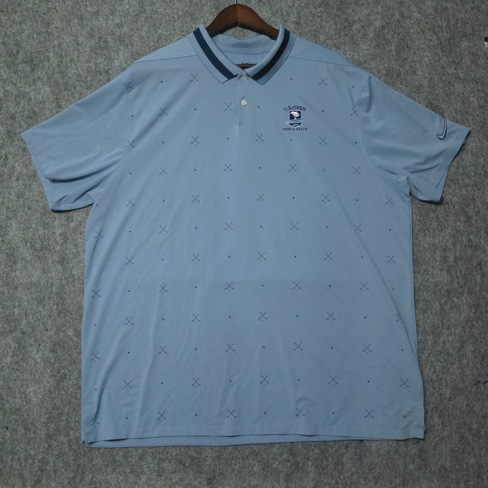 Nike Mens 2019 US Open Pebble Beach Golf Polo Shirt Blue XXL Crossed Clubs Print